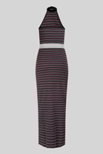 Halter Neck Open Back Rib Long Dress