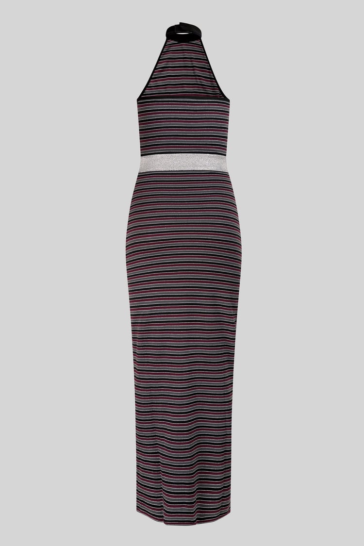 Halter Neck Open Back Rib Long Dress