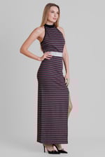 Halter Neck Open Back Rib Long Dress