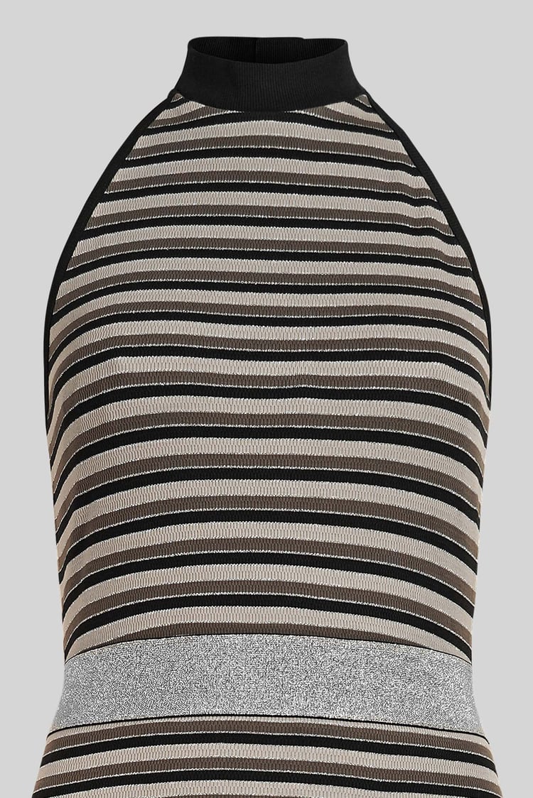 Halter Neck Open Back Rib Long Dress