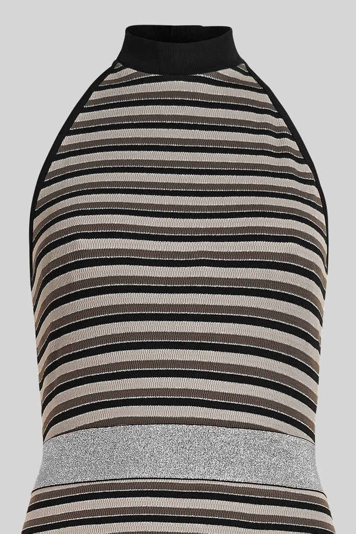 Halter Neck Open Back Rib Long Dress