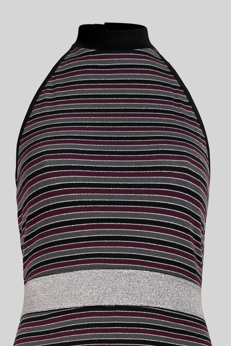 Halter Neck Open Back Rib Long Dress