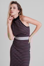 Halter Neck Open Back Rib Long Dress