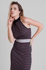 Halter Neck Open Back Rib Long Dress