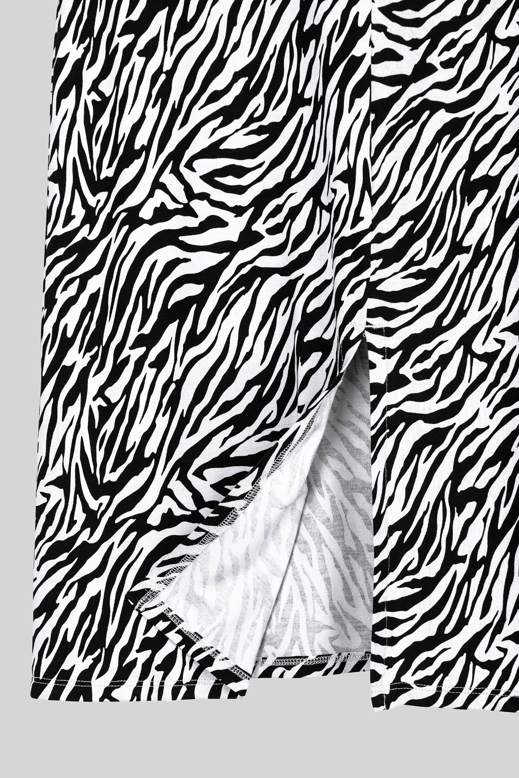 Zebra Print Jersey Midi Skirt