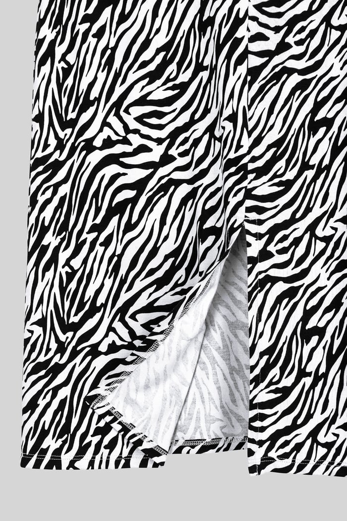 Zebra Print Jersey Midi Skirt