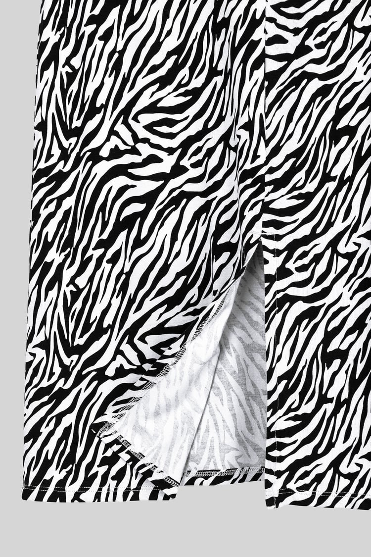 Zebra Print Jersey Midi Skirt