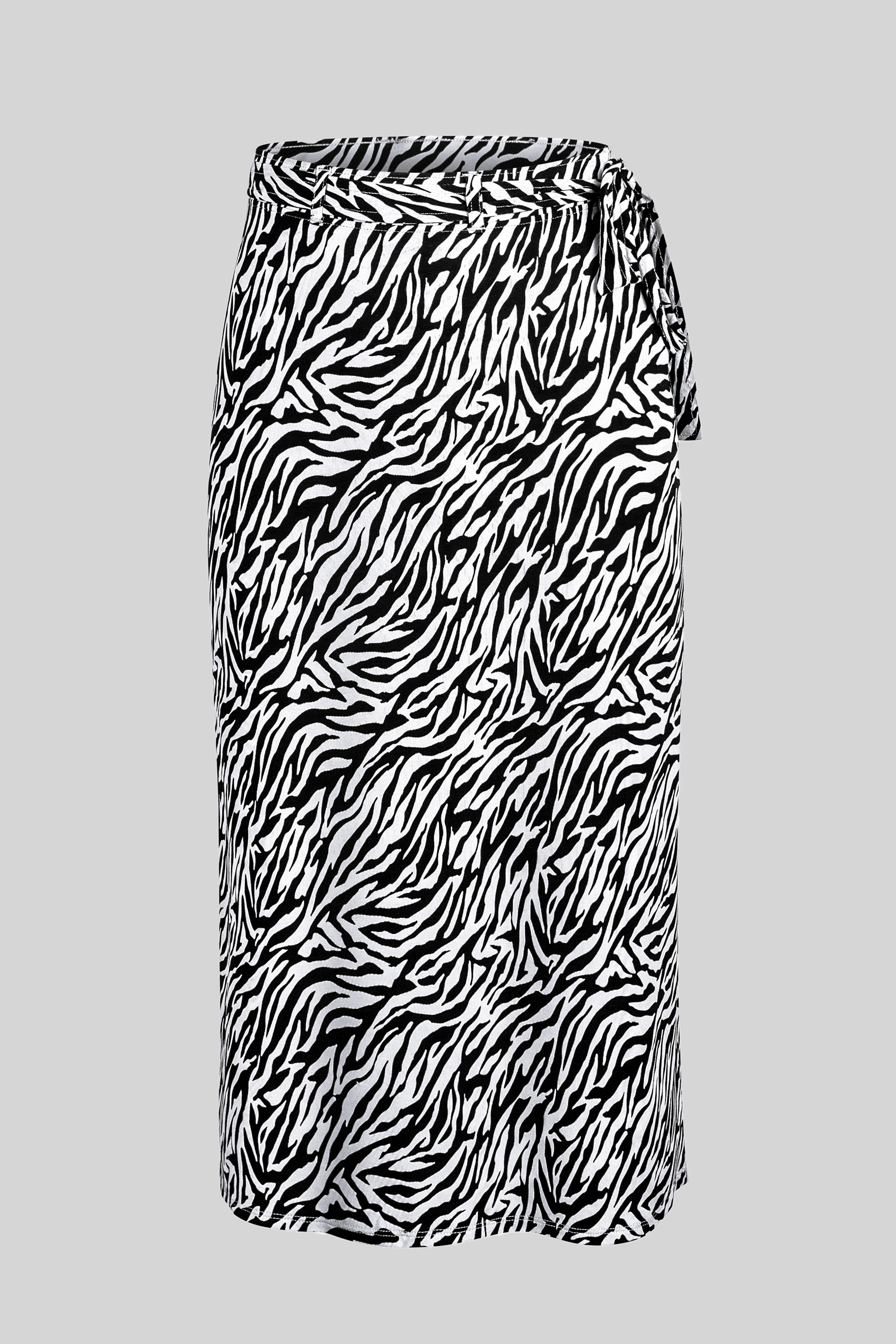 Zebra Print Jersey Midi Skirt