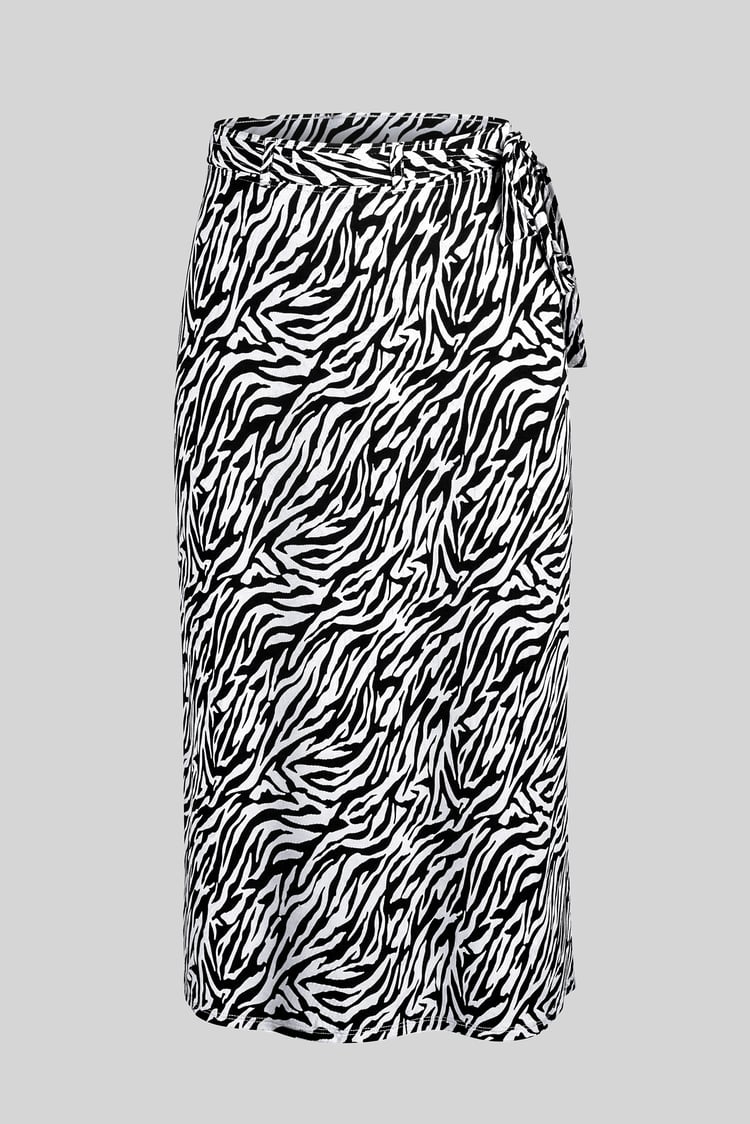 Zebra Print Jersey Midi Skirt