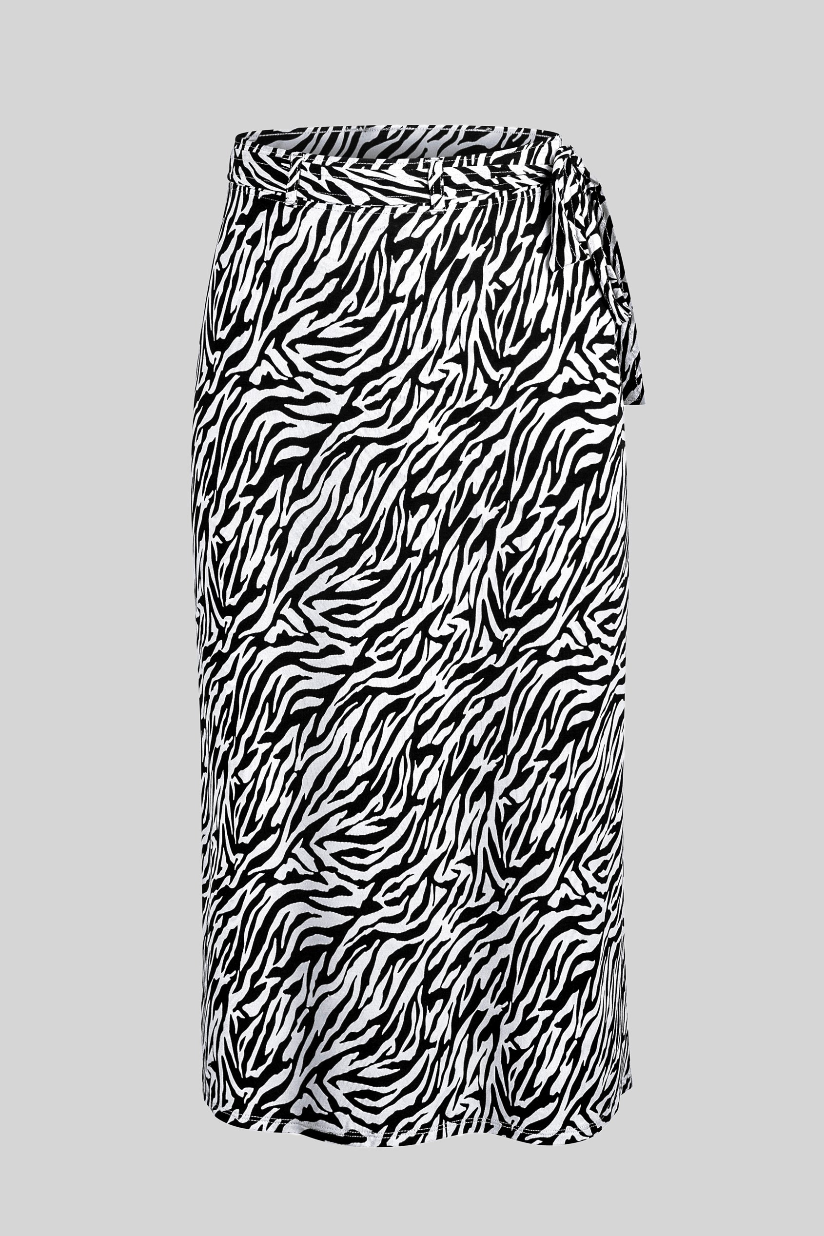 Zebra Print Jersey Midi Skirt