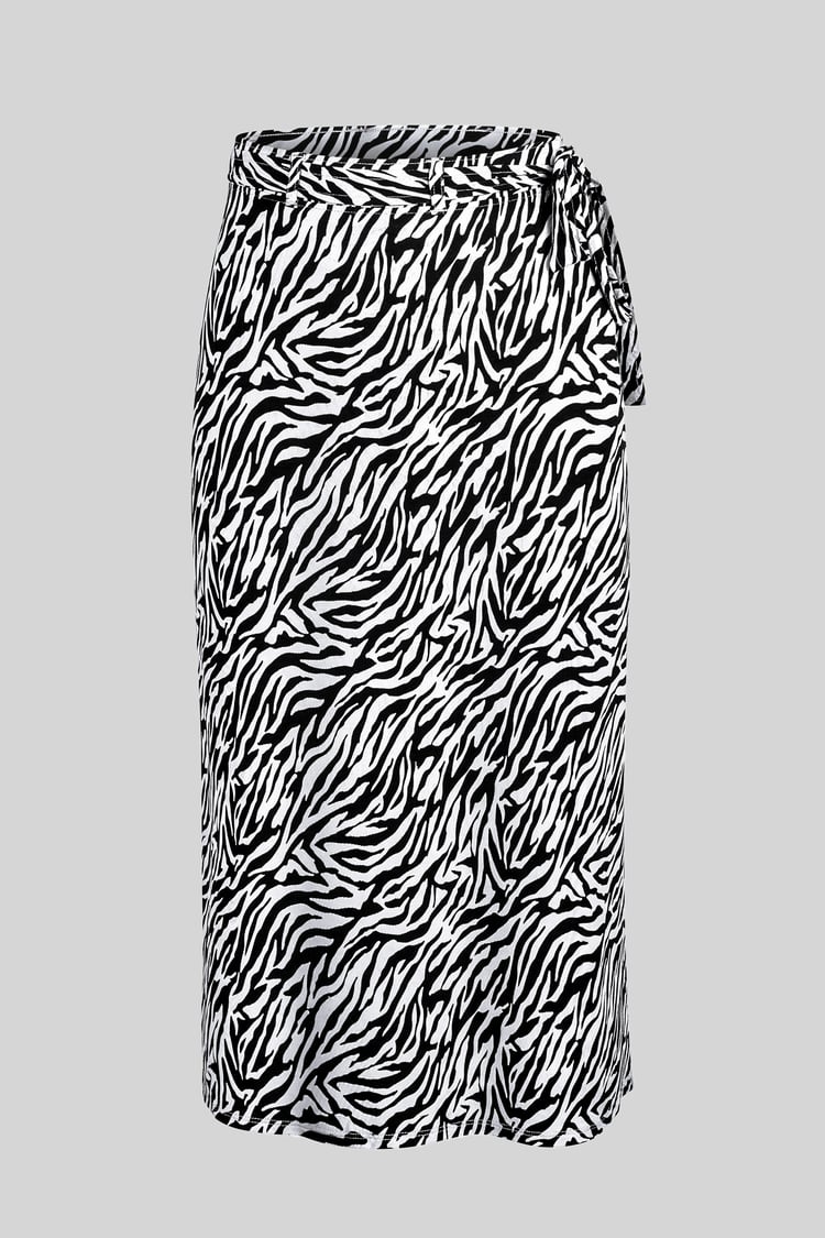 Zebra Print Jersey Midi Skirt
