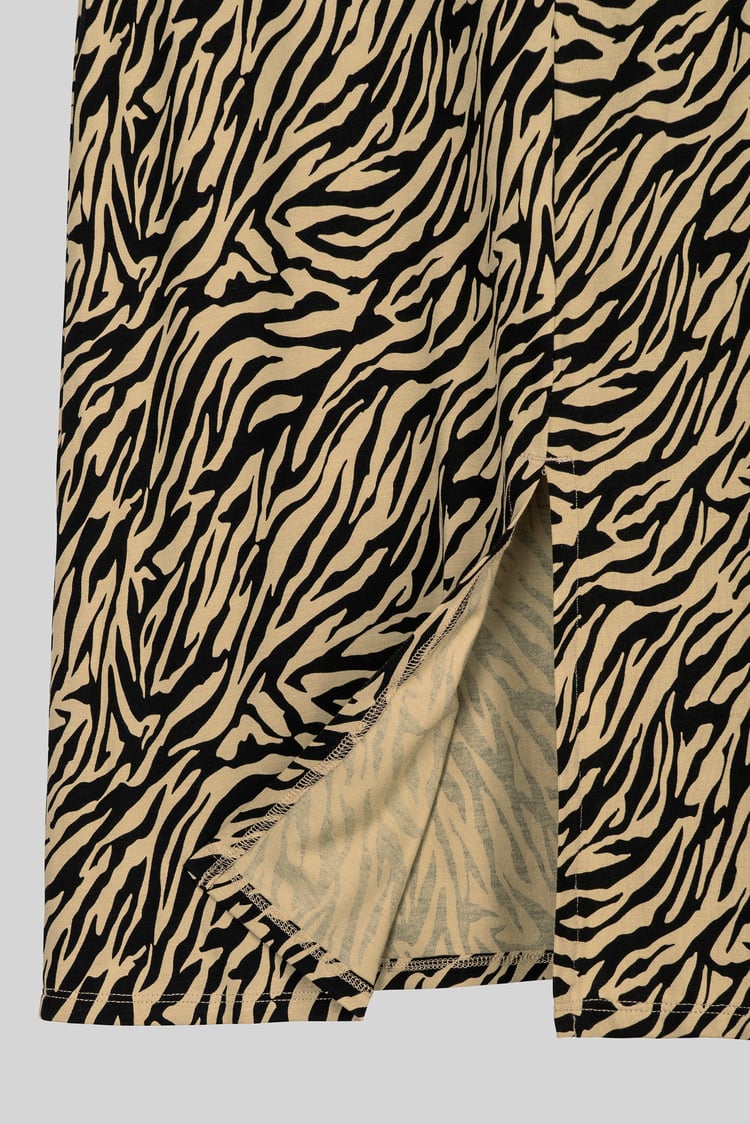 Zebra Print Jersey Midi Skirt