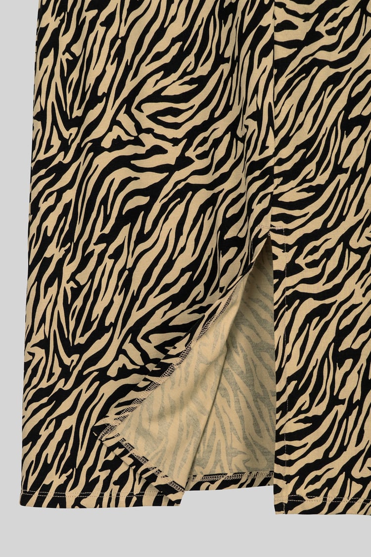 Zebra Print Jersey Midi Skirt