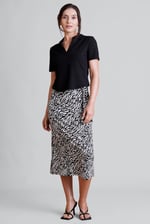 Zebra Print Jersey Midi Skirt