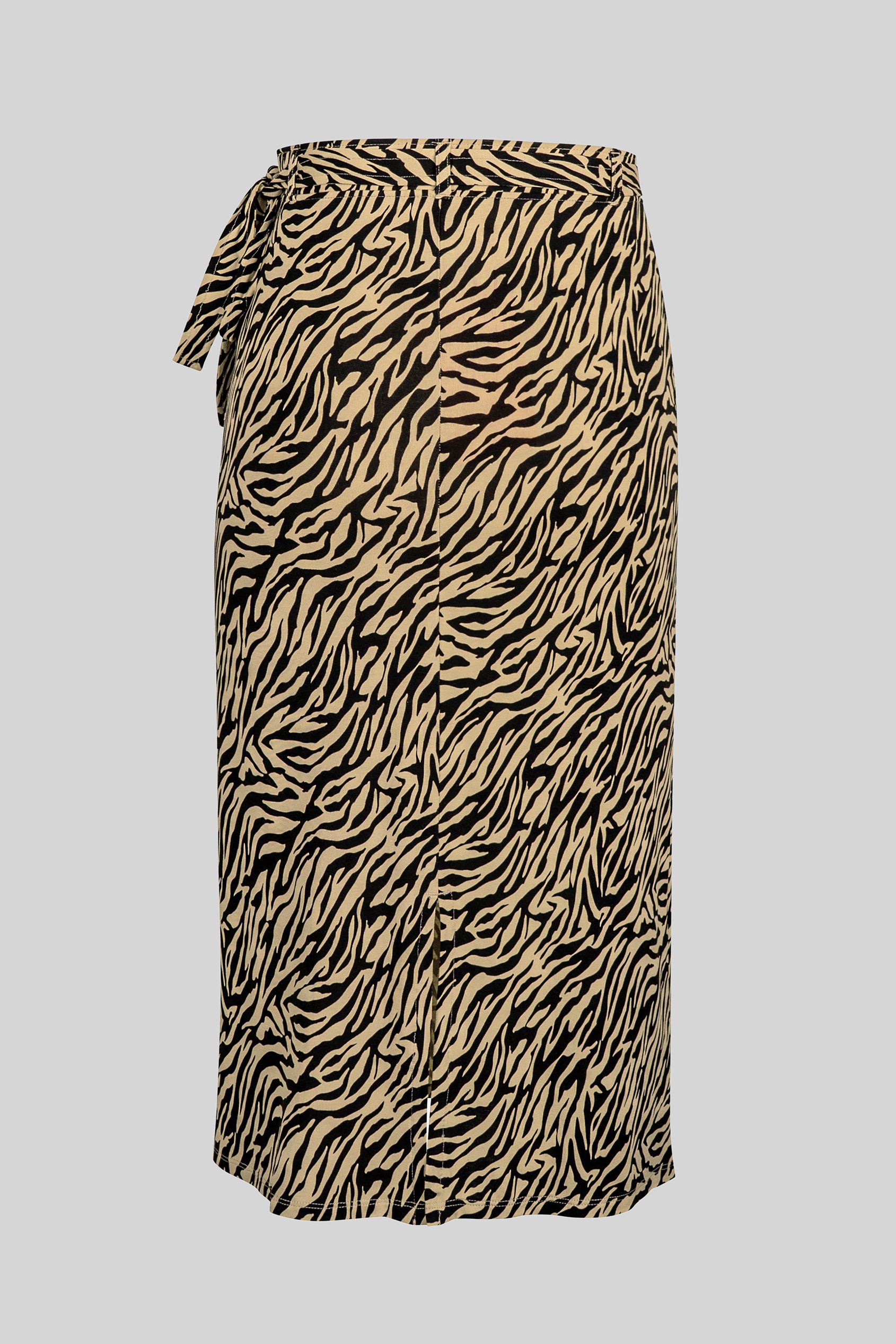 Zebra Print Jersey Midi Skirt
