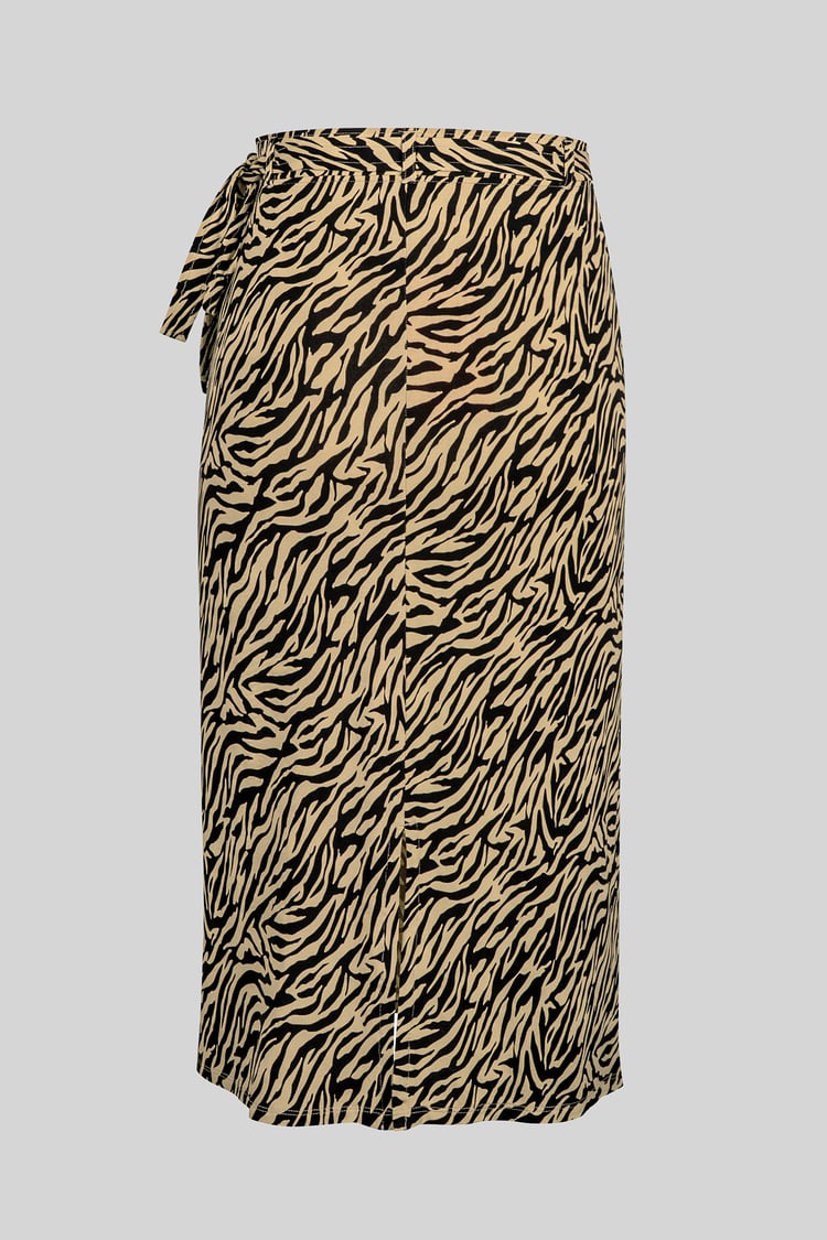 Zebra Print Jersey Midi Skirt