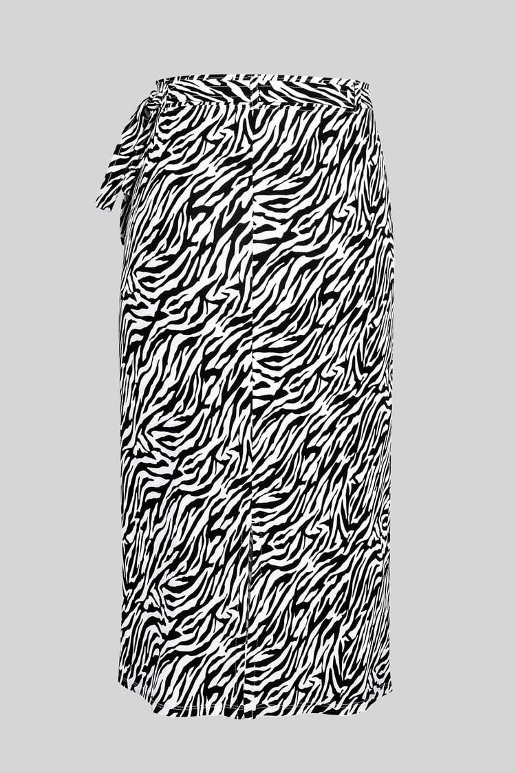 Zebra Print Jersey Midi Skirt