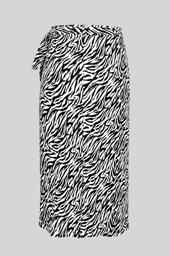 Zebra Print Jersey Midi Skirt
