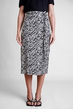 Zebra Print Jersey Midi Skirt