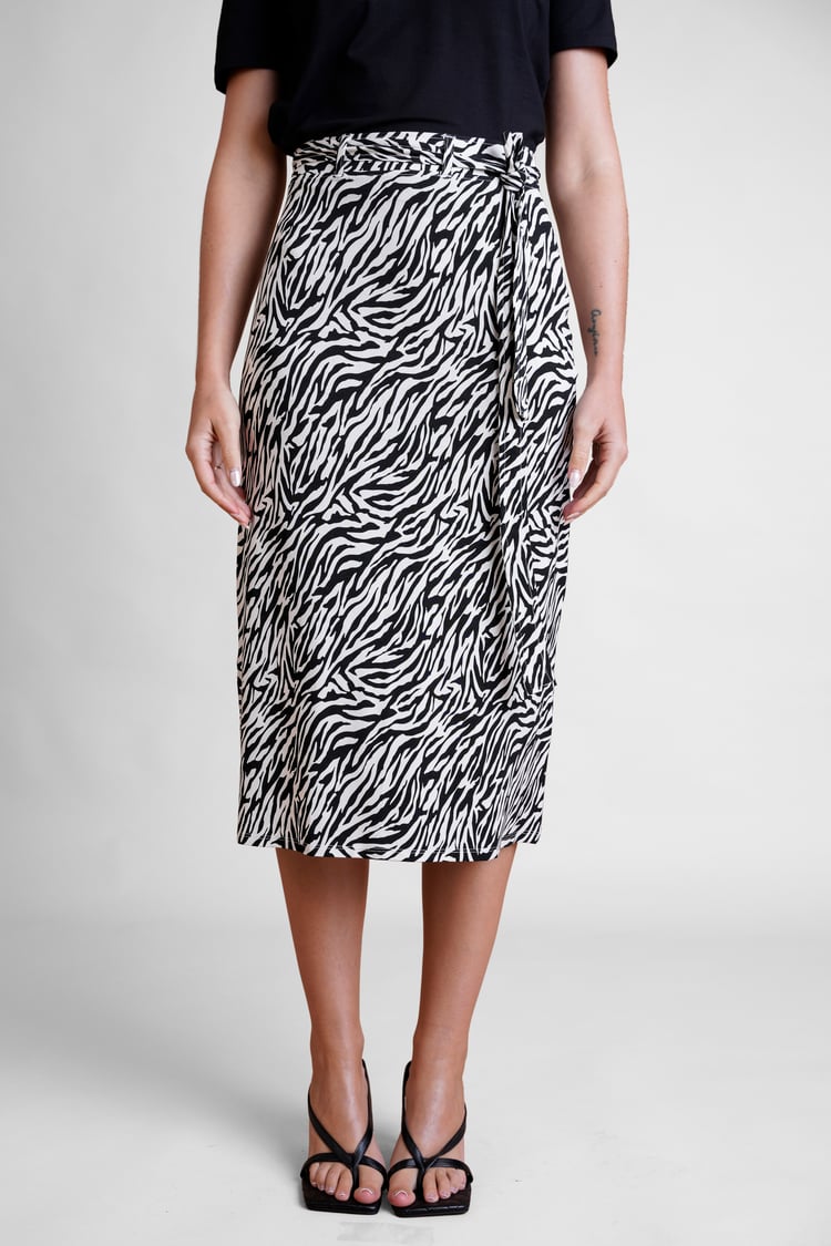 Zebra Print Jersey Midi Skirt