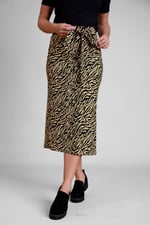 Zebra Print Jersey Midi Skirt