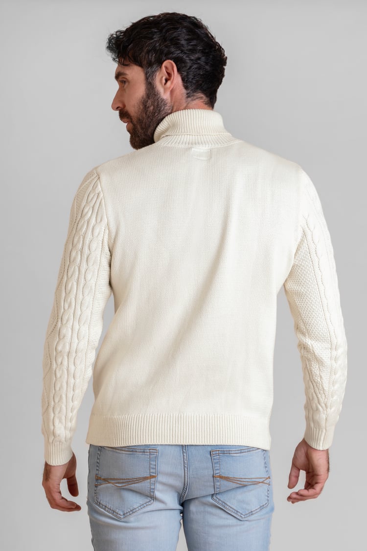 Premium Cotton Cable Knit Roll Neck Jumper