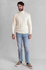 Premium Cotton Cable Knit Roll Neck Jumper