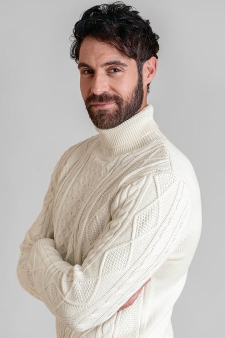 Cream Premimum Cotton Cable knit Roll Neck Jumper