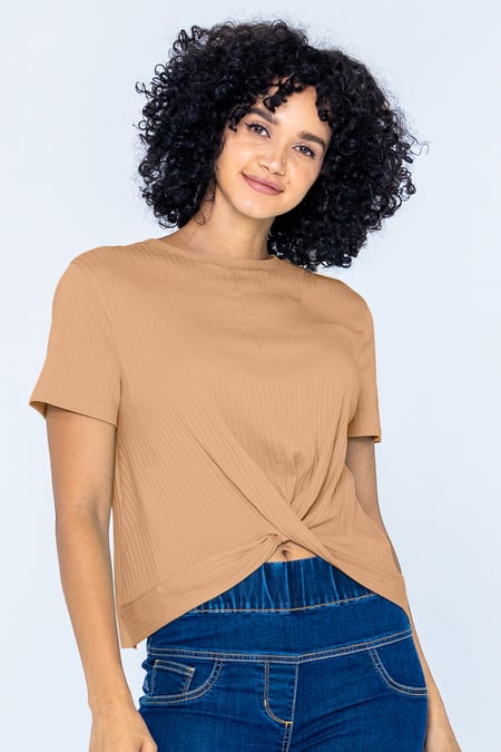 Orange Twisted Hem Front T-Shirt