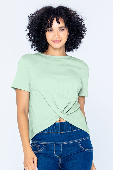 Orange Twisted Hem Front T-Shirt