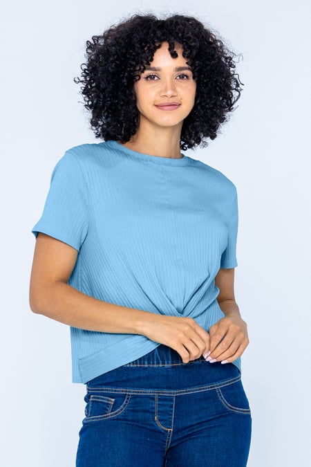 Orange Twisted Hem Front T-Shirt