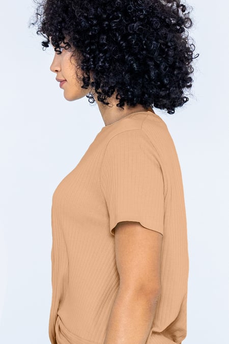 Orange Twisted Hem Front T-Shirt