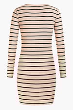 Long Sleeve Rib Jersey V- Neck Mini Dress