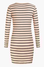 Long Sleeve Rib Jersey V- Neck Mini Dress