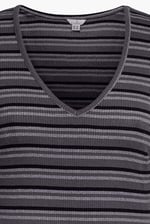 Long Sleeve Rib Jersey V- Neck Mini Dress