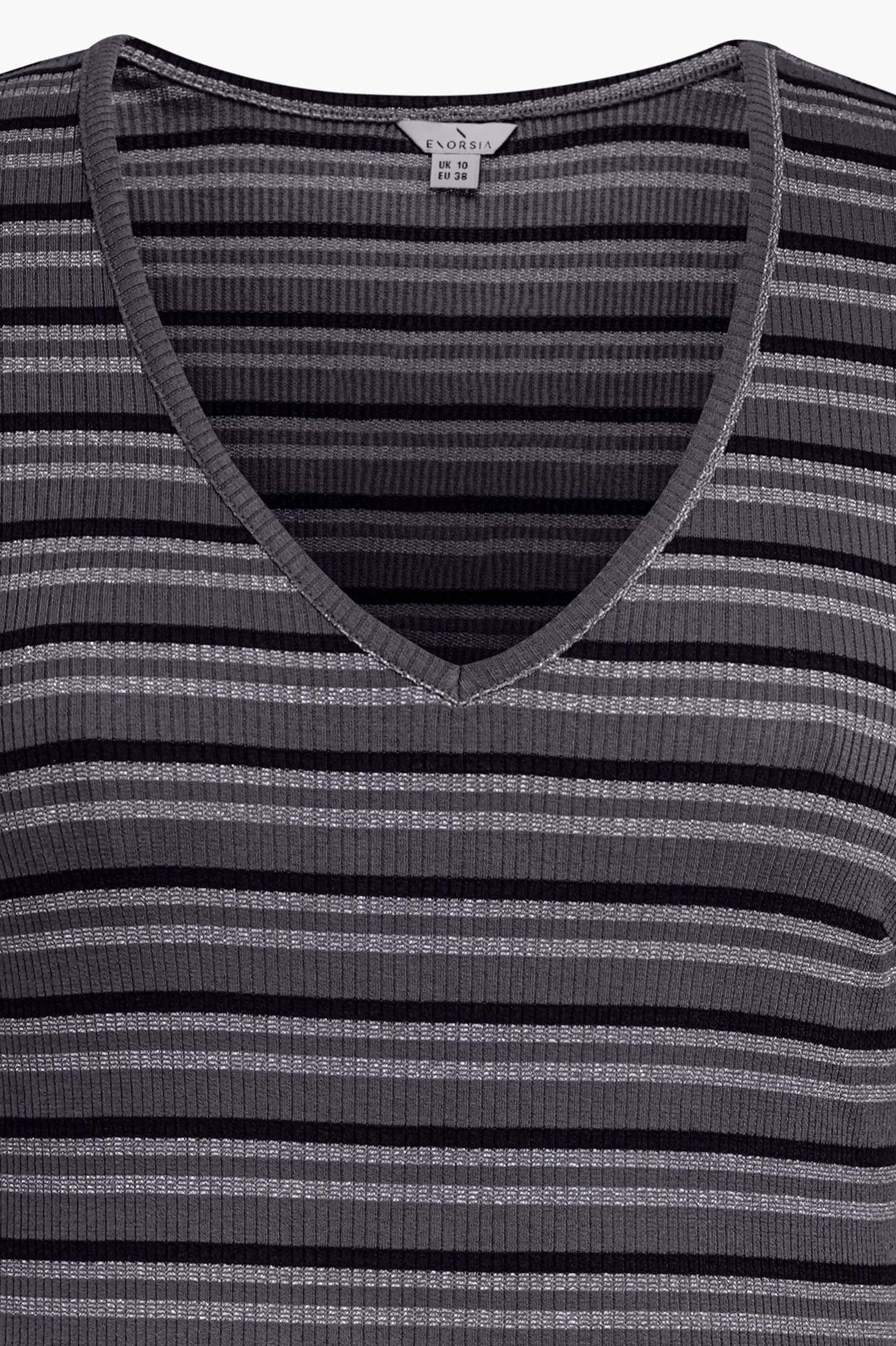 Long Sleeve Rib Jersey V- Neck Mini Dress