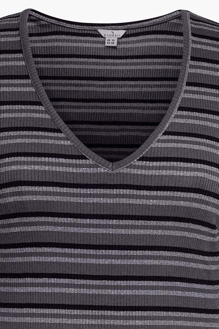 Long Sleeve Rib Jersey V- Neck Mini Dress