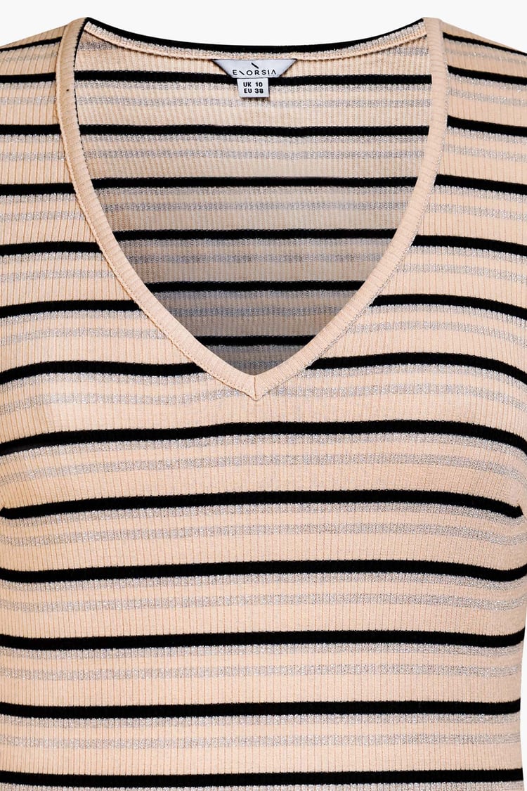 Long Sleeve Rib Jersey V- Neck Mini Dress