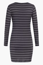 Long Sleeve Rib Jersey V- Neck Mini Dress