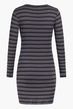 Long Sleeve Rib Jersey V- Neck Mini Dress