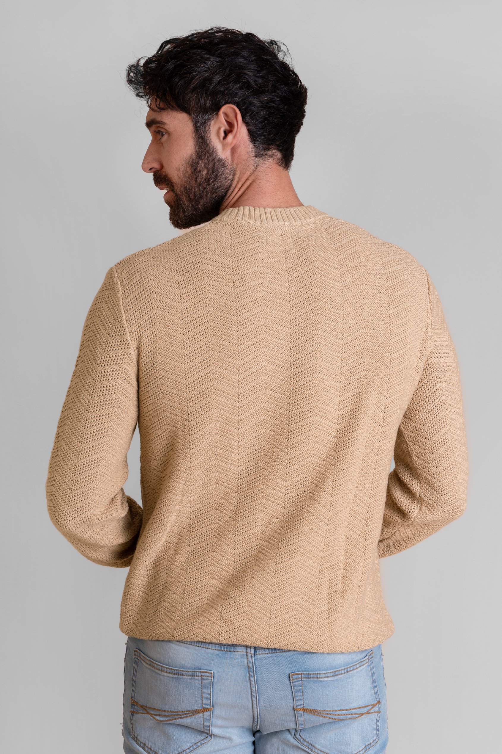 Chevron Textured Crew Neck Jumper