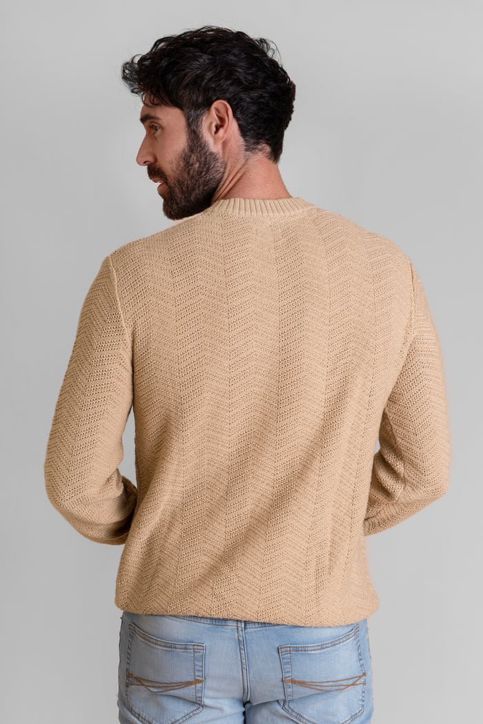 Chevron Textured Crew Neck Jumper