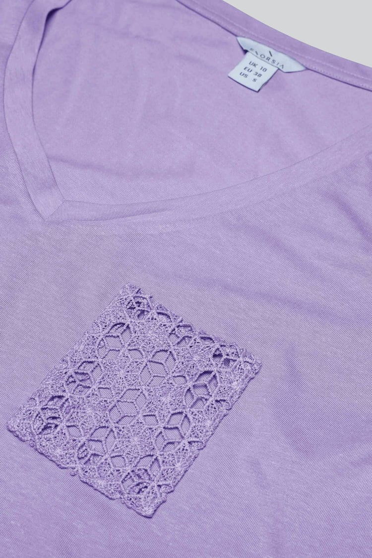 Lace Pocket V-Neck Tee