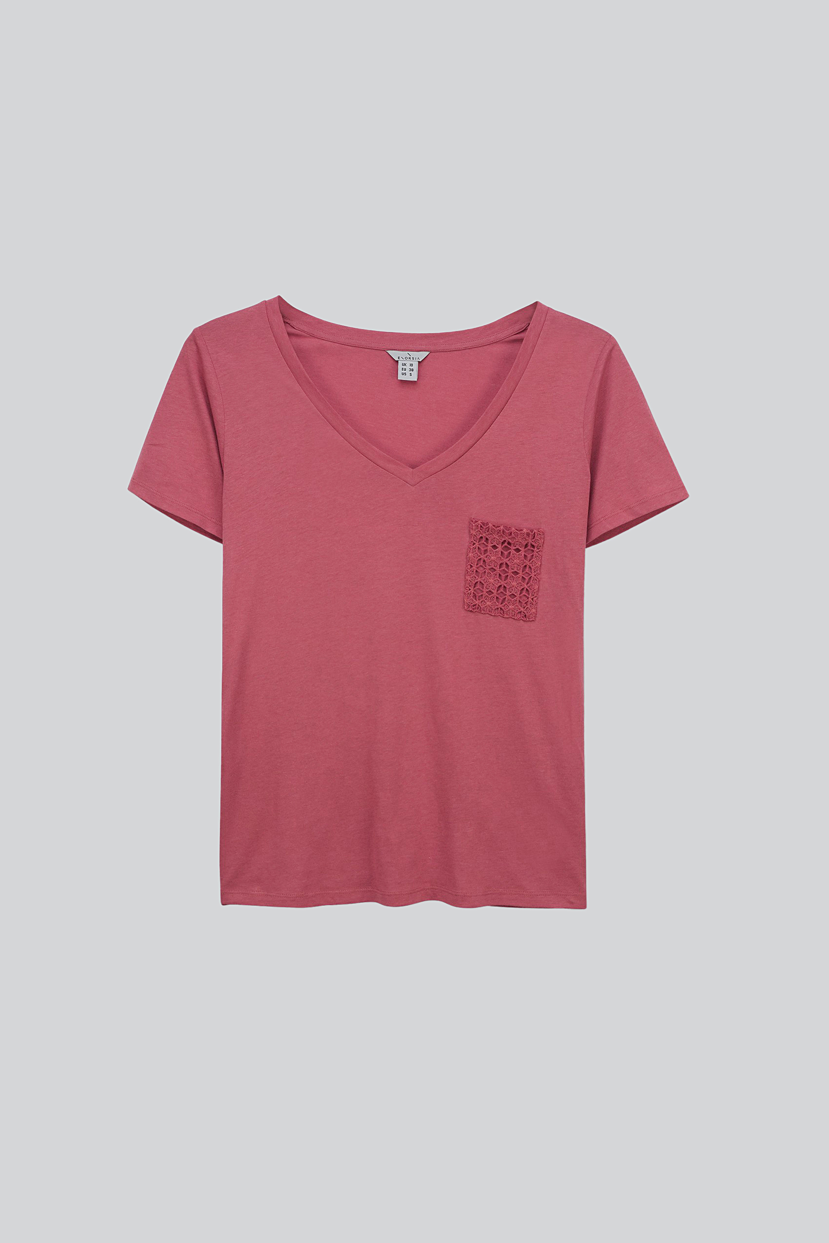 Lace Pocket V-Neck Tee