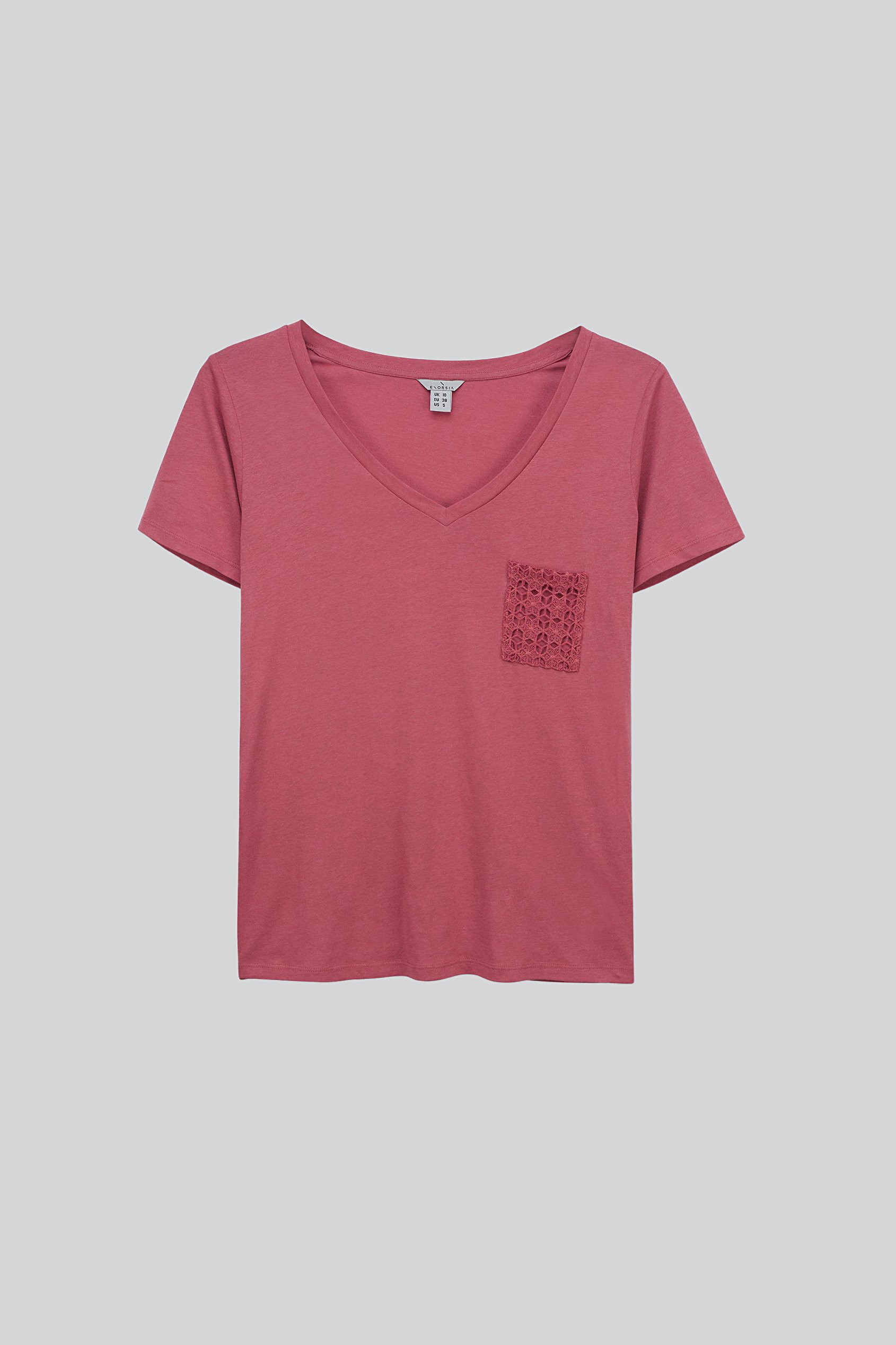 Lace Pocket V-Neck Tee