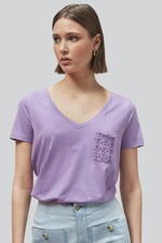 Lace Pocket V-Neck Tee