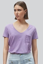Lace Pocket V-Neck Tee
