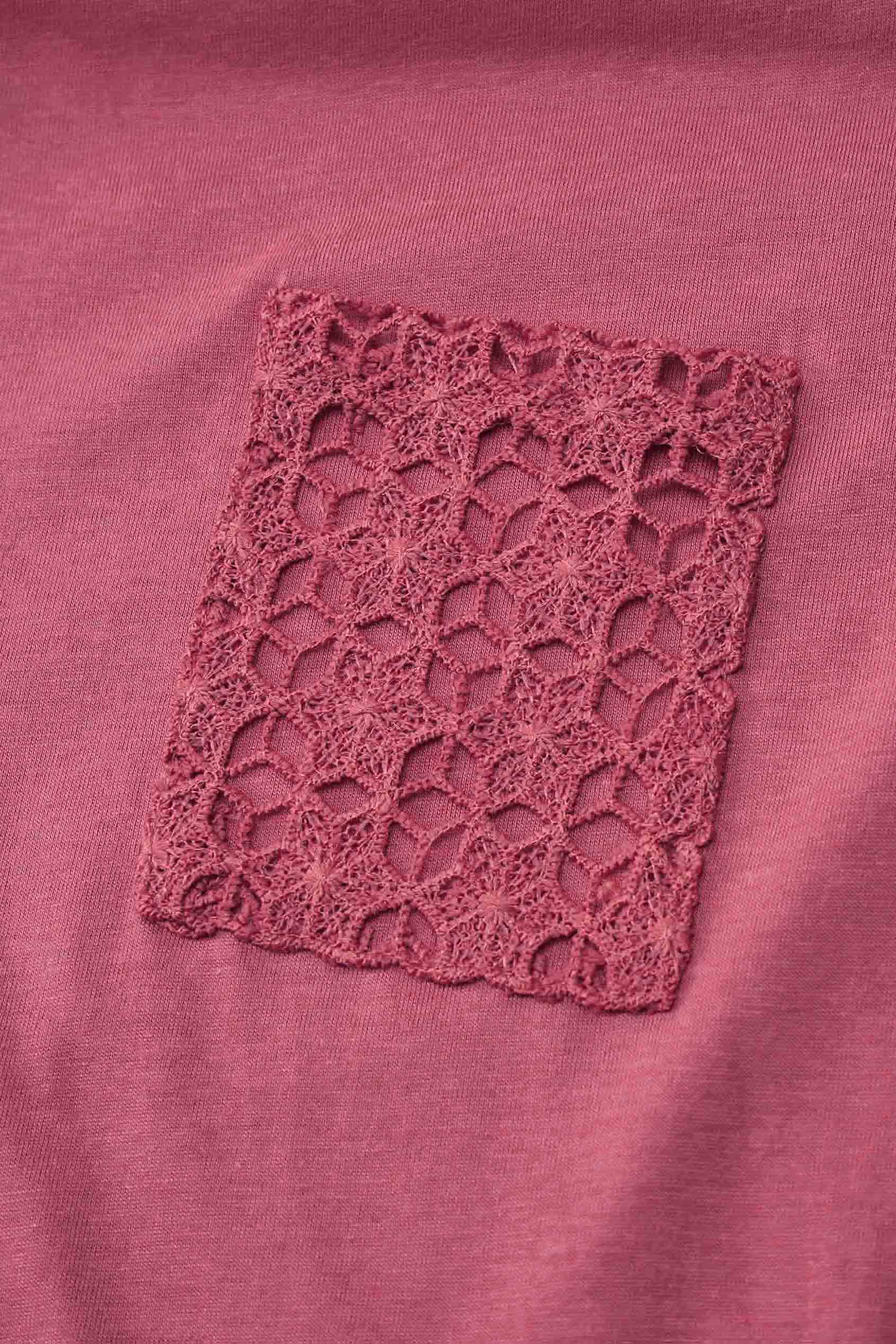 Lace Pocket V-Neck Tee