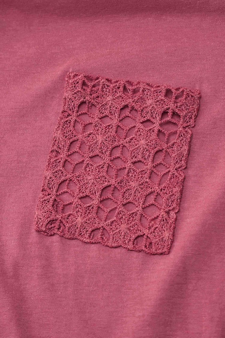 Lace Pocket V-Neck Tee
