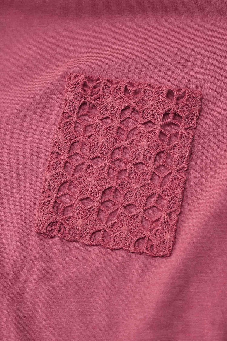 Lace Pocket V-Neck Tee